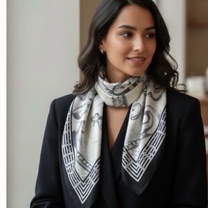 Gianfranco Ferre Black and Cream Artistic Scarf